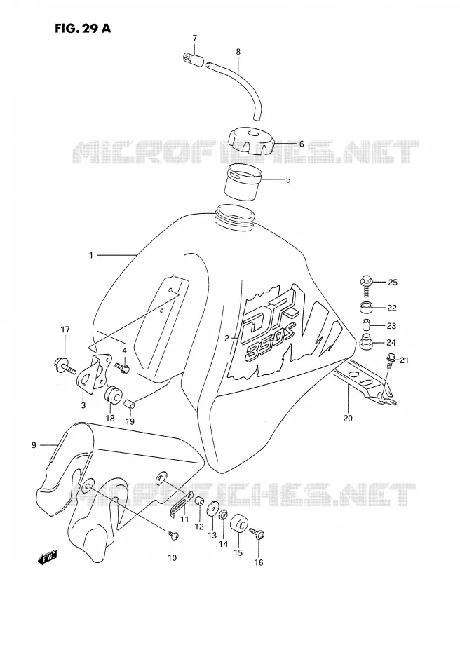 RESERVOIR D'ESSENCE (MODELE M E24) Suzuki MOTO 350 DR 1990  DR350SL(E2)