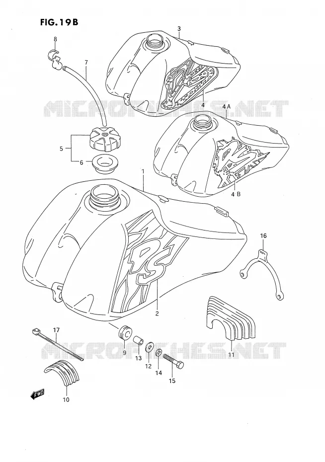 RESERVOIR D'ESSENCE (MODELE N/P/R/S) Suzuki MOTO 80 DS 1992  DS80N(E24)