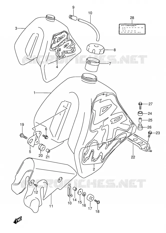 RESERVOIR D'ESSENCE (MODELE N/P) Suzuki MOTO 350 DR 1994  DR350R(E3)