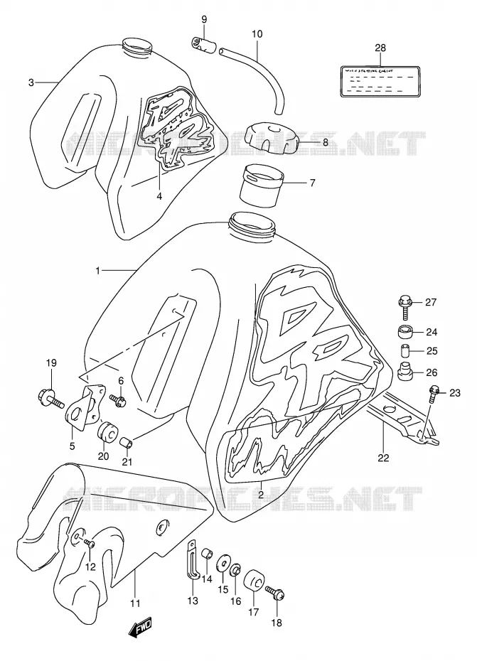 RESERVOIR D'ESSENCE (MODELE N/P) Suzuki MOTO 350 DR 1995  DR350S(E1)