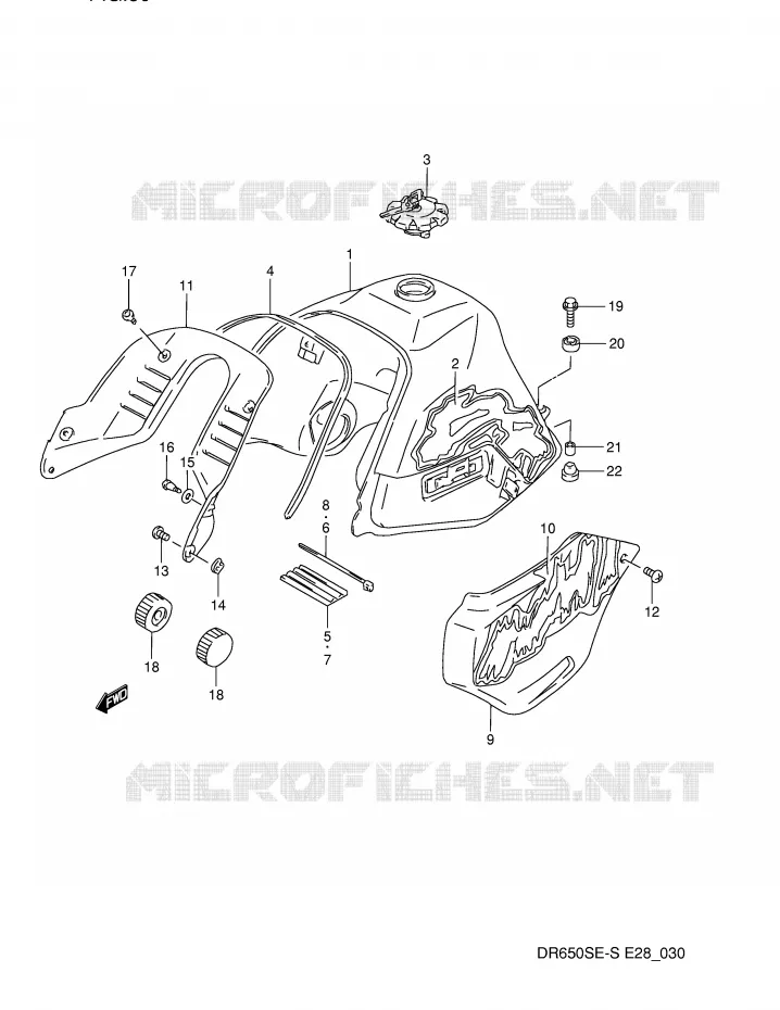 RESERVOIR D'ESSENCE (MODELE N) Suzuki MOTO 650 DR 1995  DR650SES(E28)