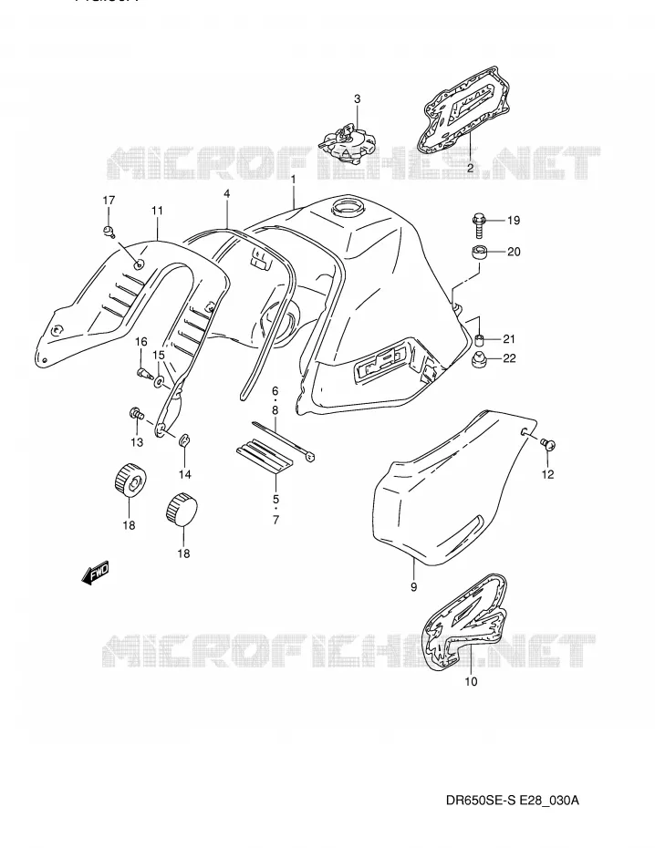 RESERVOIR D'ESSENCE (MODELE P) Suzuki MOTO 650 DR 1994  DR650SER(E28)