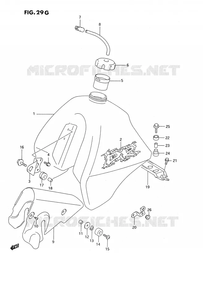 RESERVOIR D'ESSENCE (MODELE R E24) Suzuki MOTO 350 DR 1992  DR350SN(E2)