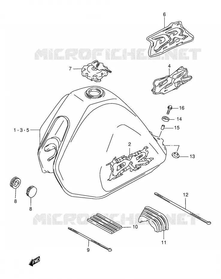 RESERVOIR D'ESSENCE (MODELE R/S/T) Suzuki MOTO 125 DR 1998  DR125SEUW(E4)