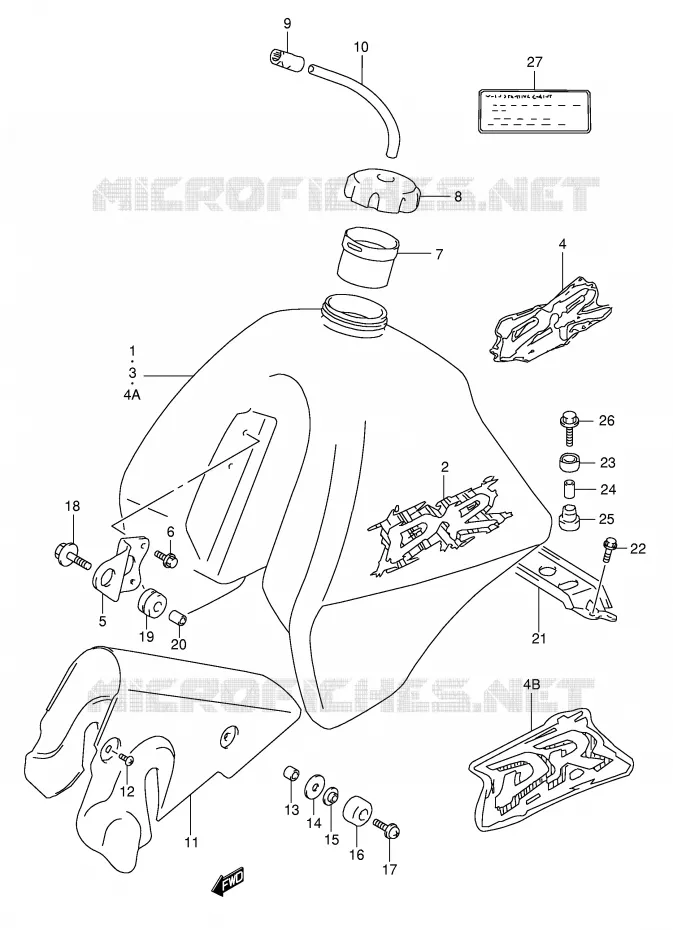 RESERVOIR D'ESSENCE (MODELE R/S/T) Suzuki MOTO 350 DR 1992  DR350N(E1)