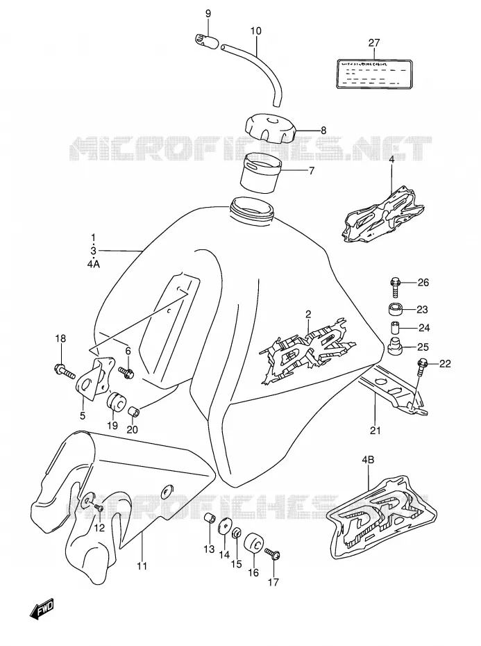 RESERVOIR D'ESSENCE (MODELE R/S/T) Suzuki MOTO 350 DR 1994  DR350R(E3)