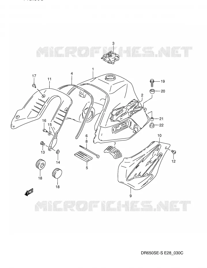 RESERVOIR D'ESSENCE (MODELE S) Suzuki MOTO 650 DR 1992  DR650SN(E28)