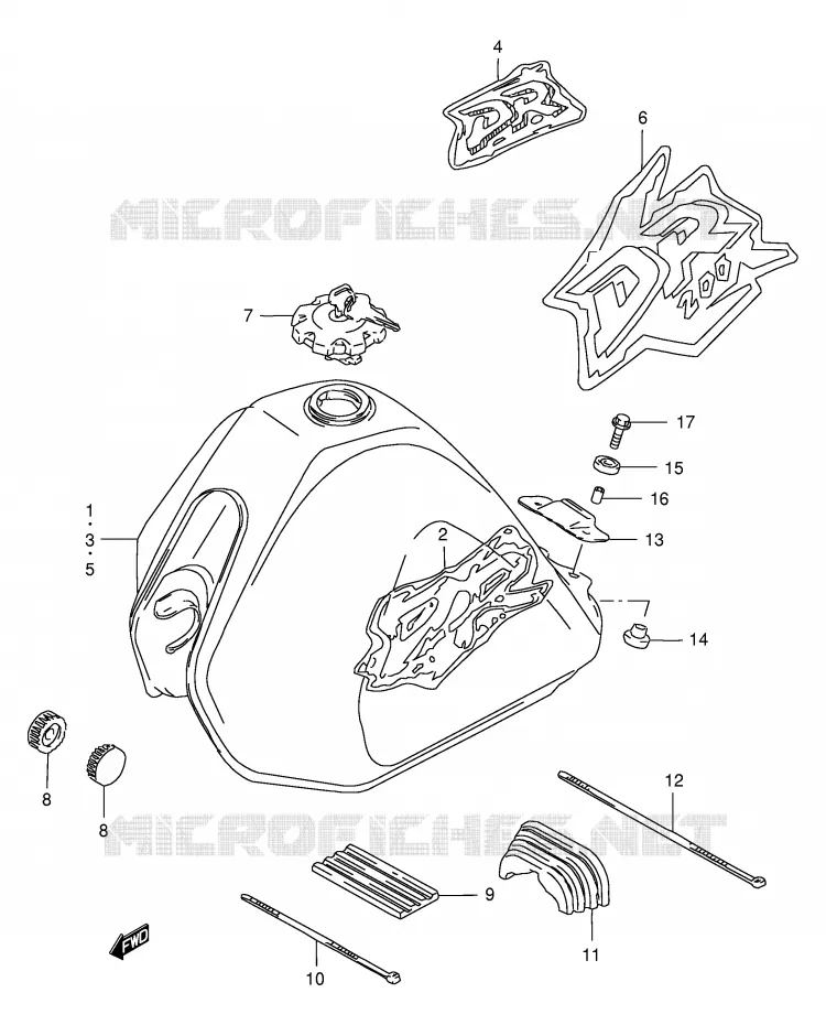 RESERVOIR D'ESSENCE (MODELE S/T/V) Suzuki MOTO 200 DR 1997  DR200SEV(E24)