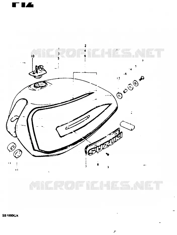 RESERVOIR D'ESSENCE (MODELE T, MODELE X : E22, E25) Suzuki MOTO 1000 GS 1980  GS1000GT(X/T)