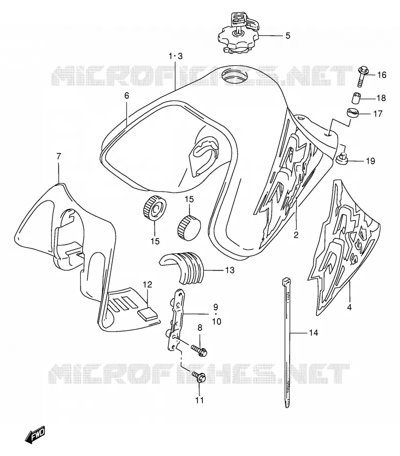 RESERVOIR D'ESSENCE (MODELE T/V) Suzuki MOTO 650 DR 1996  DR650SEUT(E4)