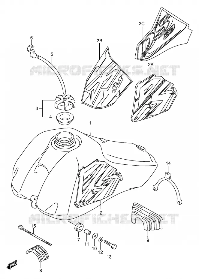 RESERVOIR D'ESSENCE (MODELE T/V/W/X) Suzuki MOTO 80 DS 2000  DS80Y(E24)