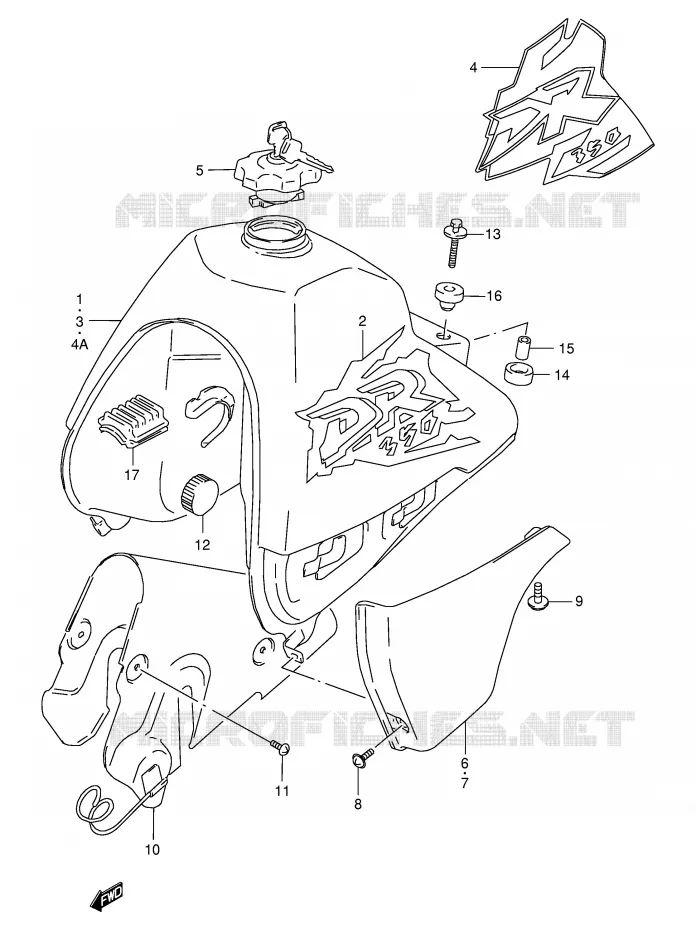 RESERVOIR D'ESSENCE (MODELE V/W) Suzuki MOTO 350 DR 1995  DR350SES(E2)