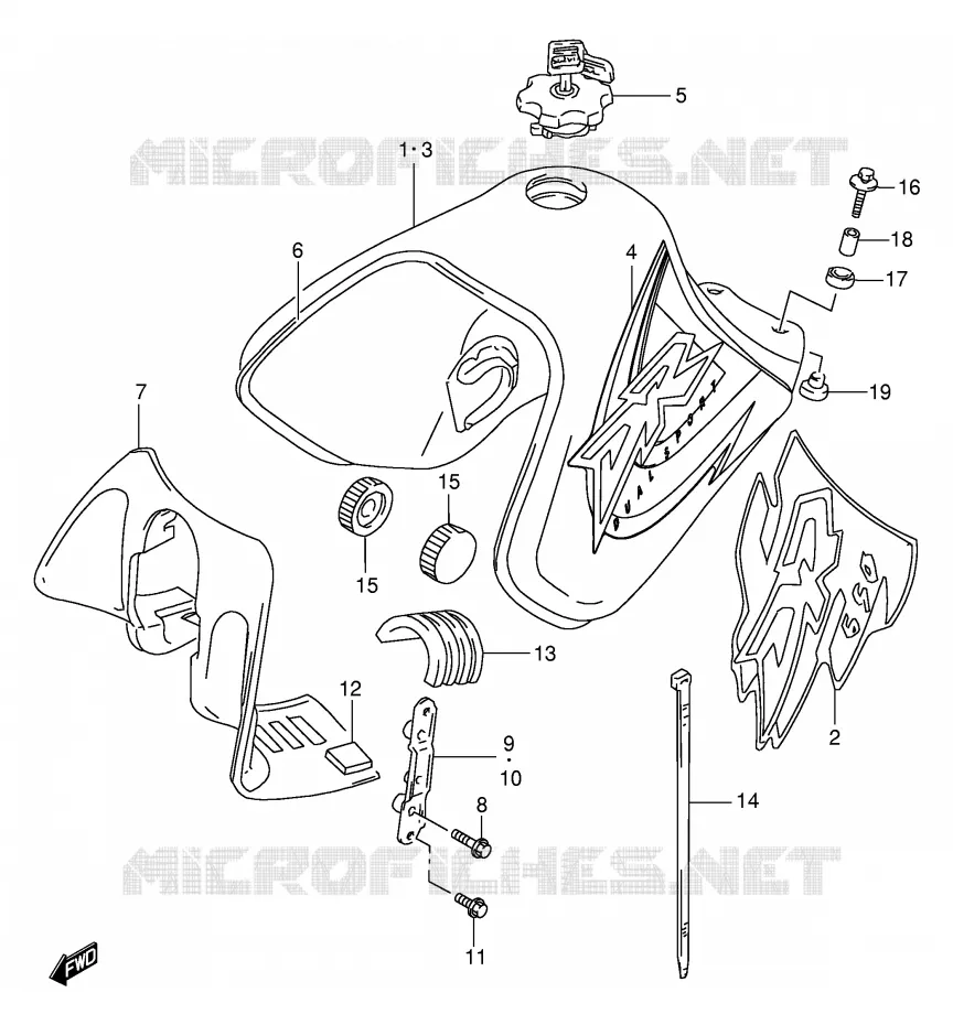 RESERVOIR D'ESSENCE (MODELE W/X) Suzuki MOTO 650 DR 1999  DR650SEUX(E4)