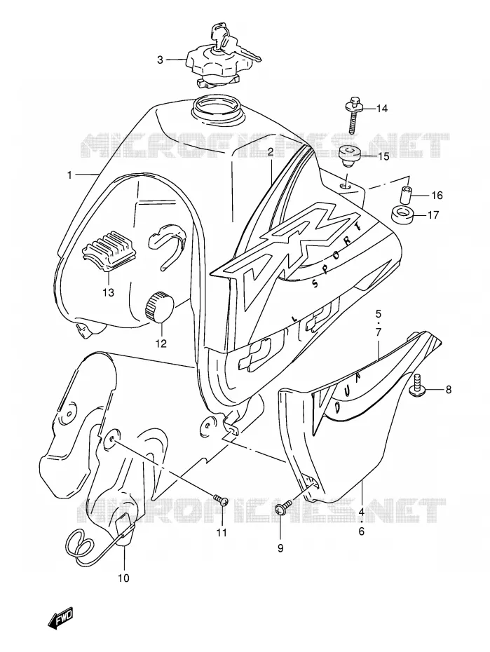 RESERVOIR D'ESSENCE (MODELE X) Suzuki MOTO 350 DR 1998  DR350SEW(E2)