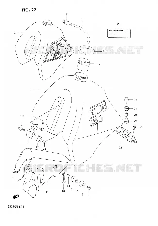 RESERVOIR D'ESSENCE Suzuki MOTO 250 DR 1990  DR250L(E24)