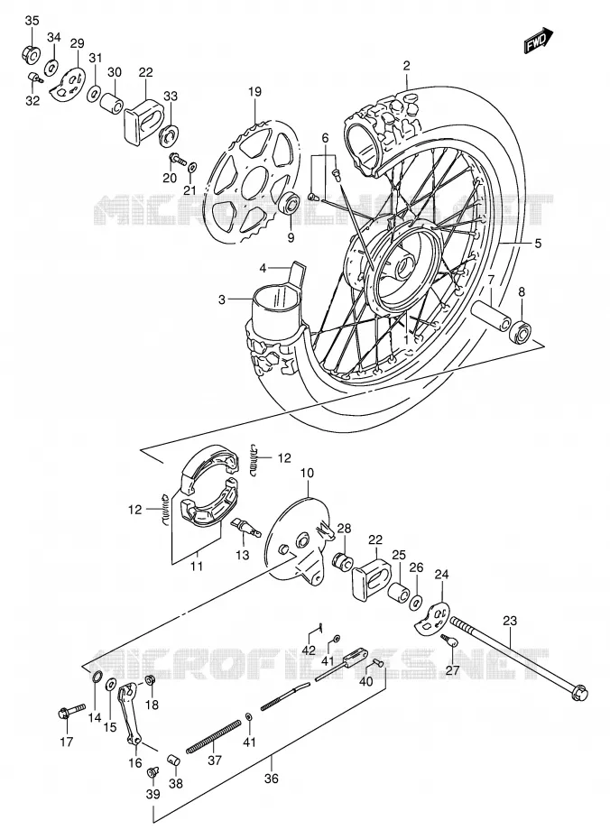 ROUE ARRIERE (MODELE K1) Suzuki MOTO 200 DR 2005  DR200SEK5(E24)