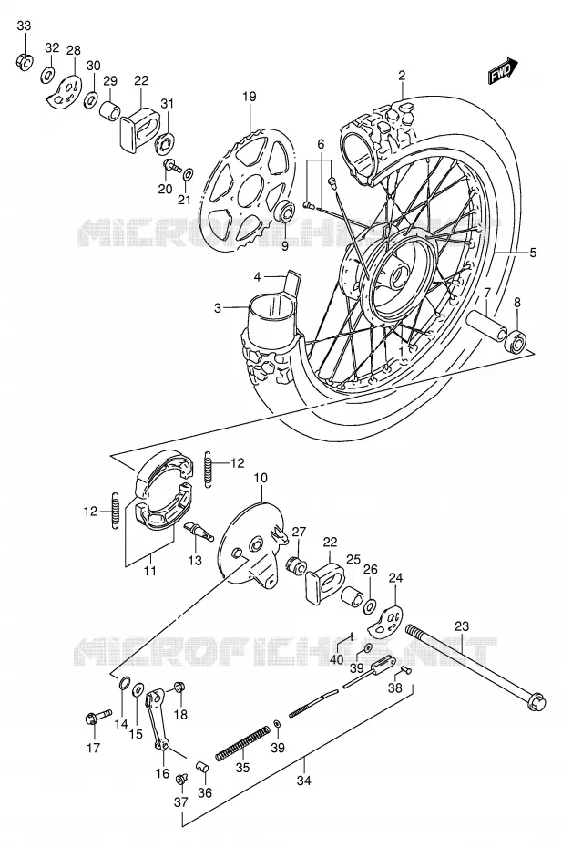ROUE ARRIERE Suzuki MOTO 125 DR 2002  DR125SEK2(E2)