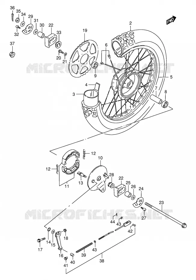 ROUE ARRIERE Suzuki MOTO 200 DR 1998  DR200SEW(E24)
