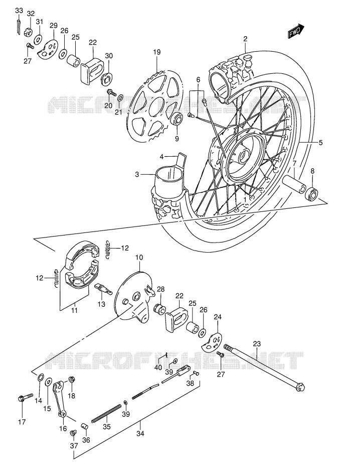 ROUE ARRIERE Suzuki MOTO 200 DR 2004  DR200SEK4(E3/E28)