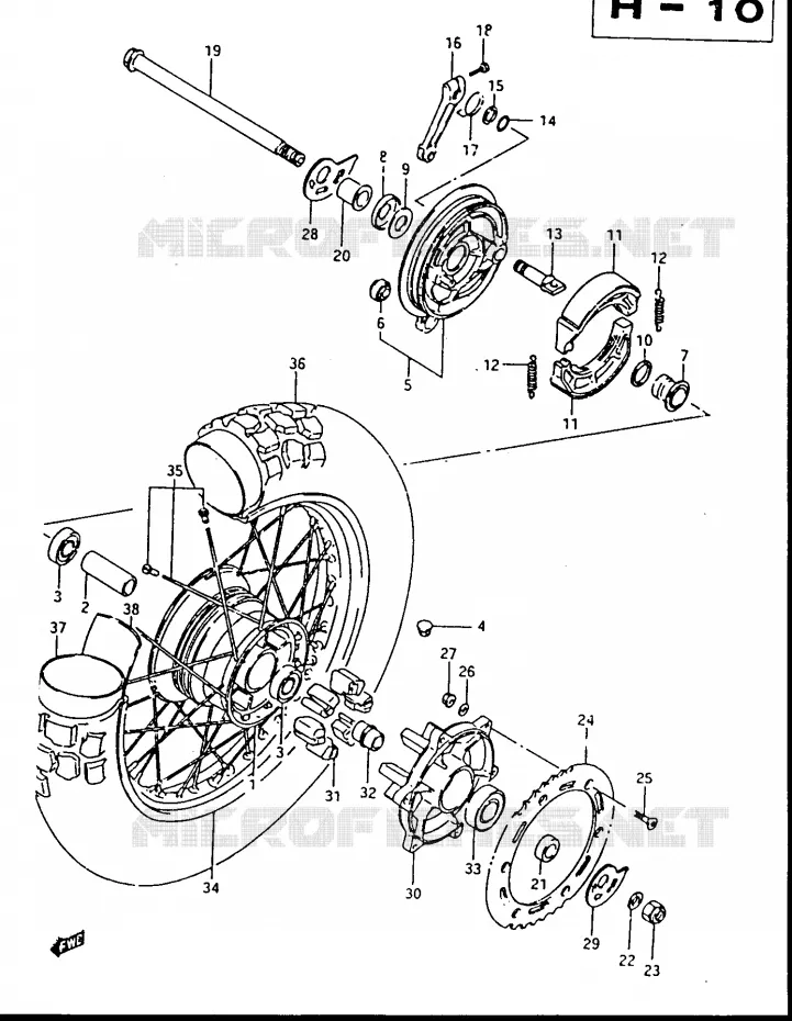 ROUE ARRIERE Suzuki MOTO 500 DR 1986  DR500G(G/H/J)