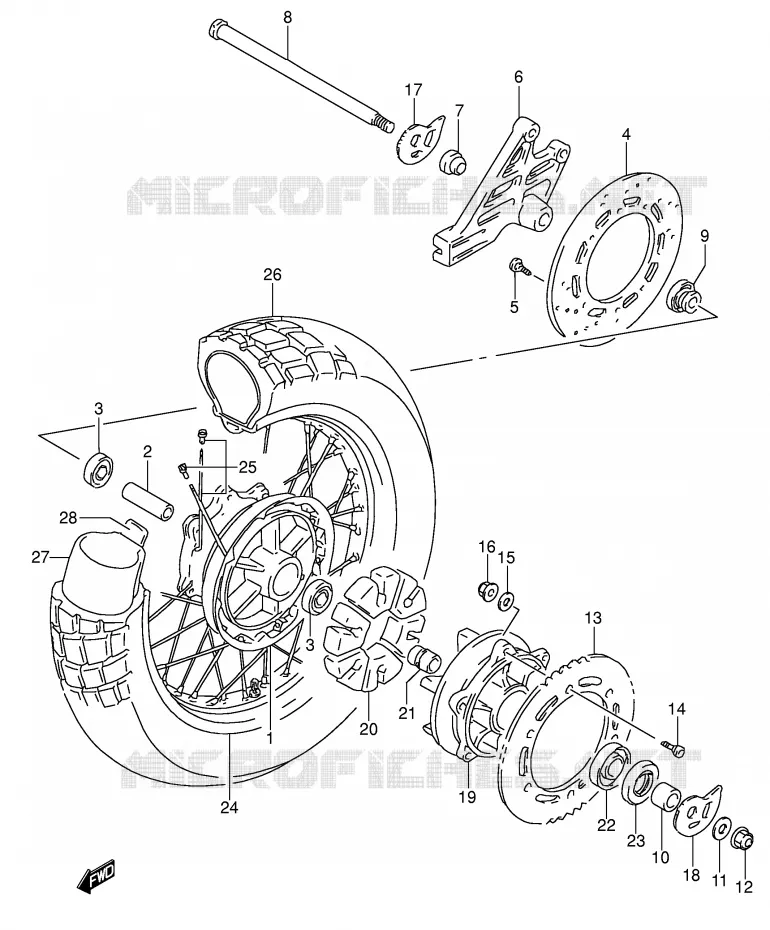 ROUE ARRIERE Suzuki MOTO 650 DR 1993  DR650RSEP(E4)