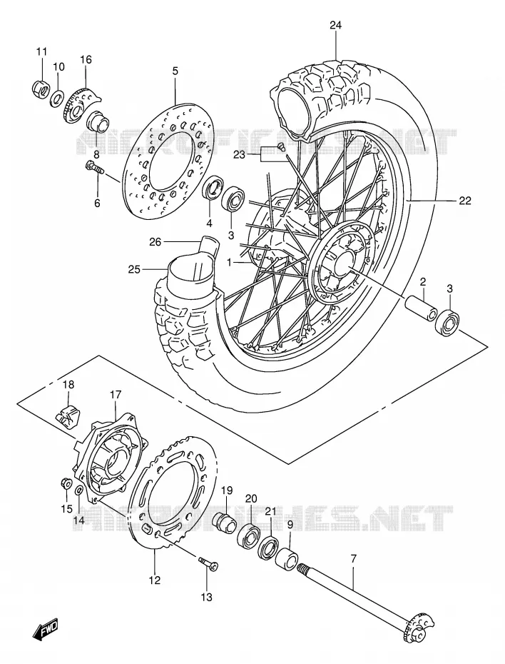 ROUE ARRIERE Suzuki MOTO 650 DR 1996  DR650SEUT(E4)