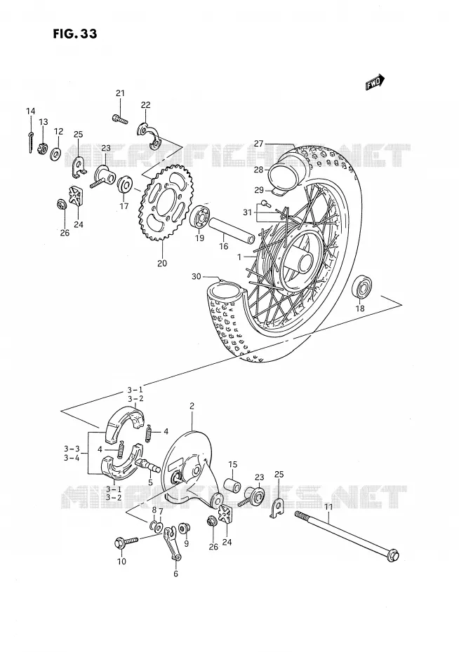 ROUE ARRIERE Suzuki MOTO 80 DS 1989  DS80K(E3)