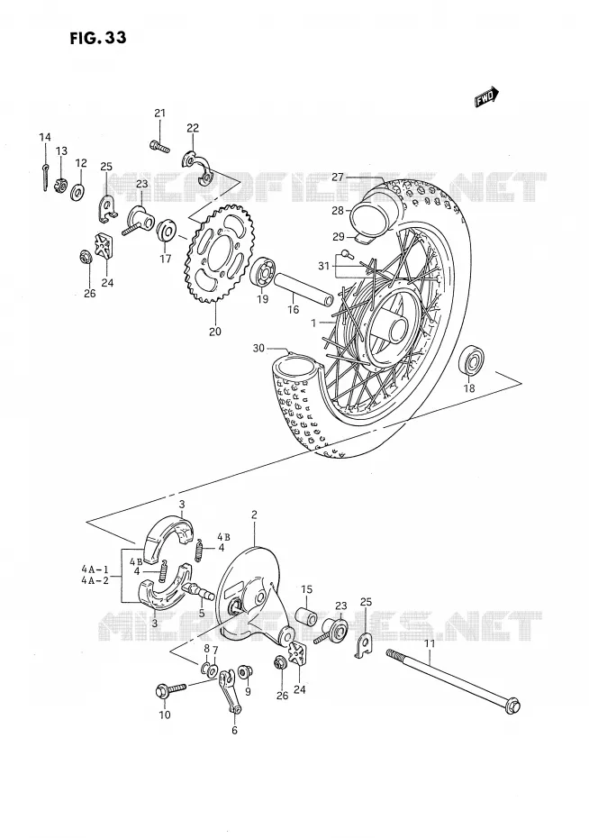 ROUE ARRIERE Suzuki MOTO 80 DS 1993  DS80P(E24)