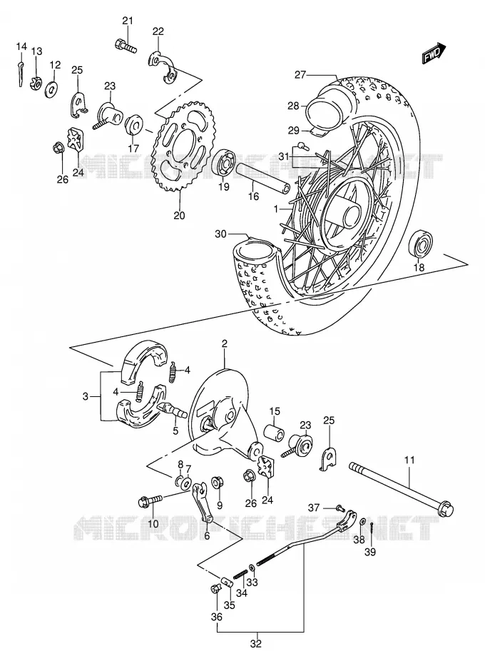 ROUE ARRIERE Suzuki MOTO 80 DS 1996  DS80T(E24)