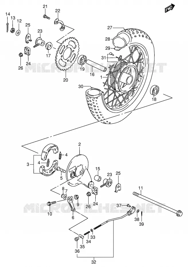ROUE ARRIERE Suzuki MOTO 80 DS 2000  DS80Y(E3/E28)