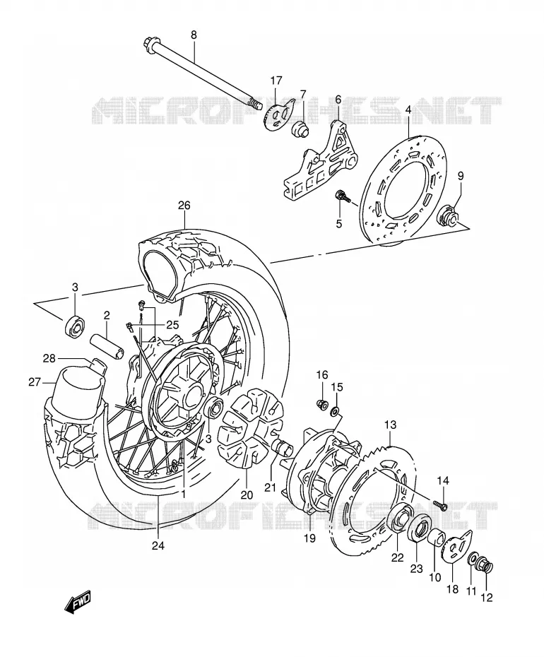 ROUE ARRIERE Suzuki MOTO 800 DR 1991  DR800SUM(E4)