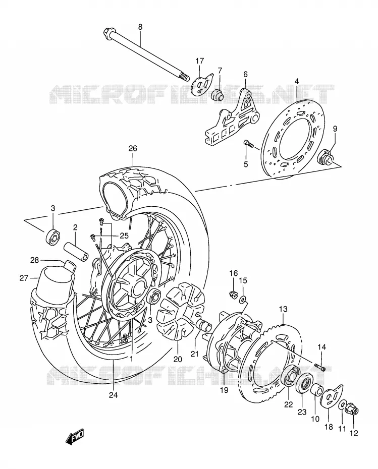 ROUE ARRIERE Suzuki MOTO 800 DR 1997  DR800SV(E4)
