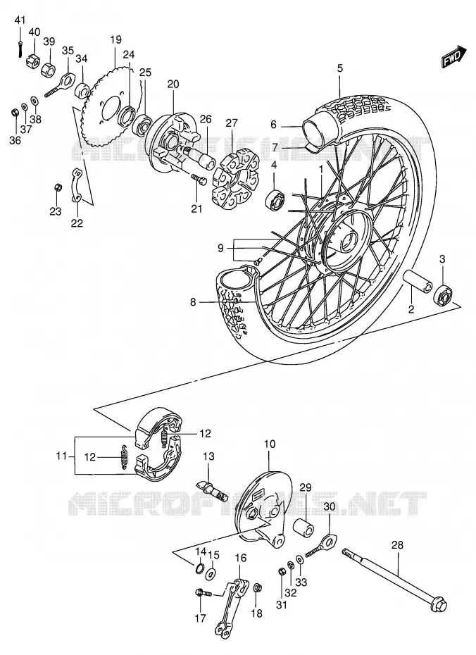 ROUE ARRIERE Suzuki SCOOTER 100 FB 1986  FB100G(E71)