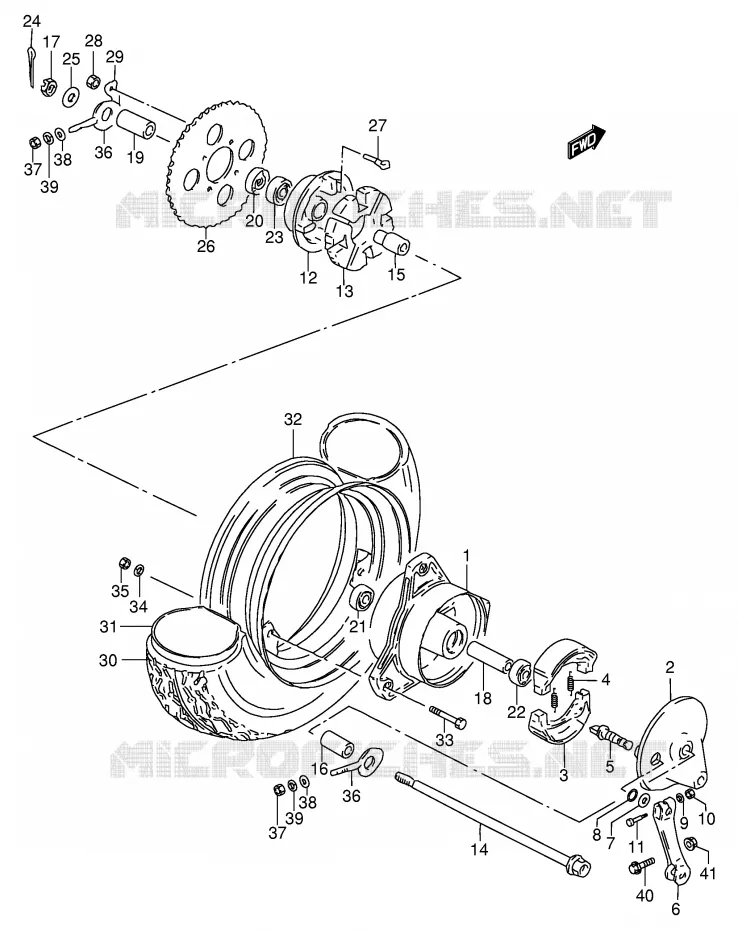 ROUE ARRIERE Suzuki SCOOTER 50 FM 1991  FM50AM(E20)