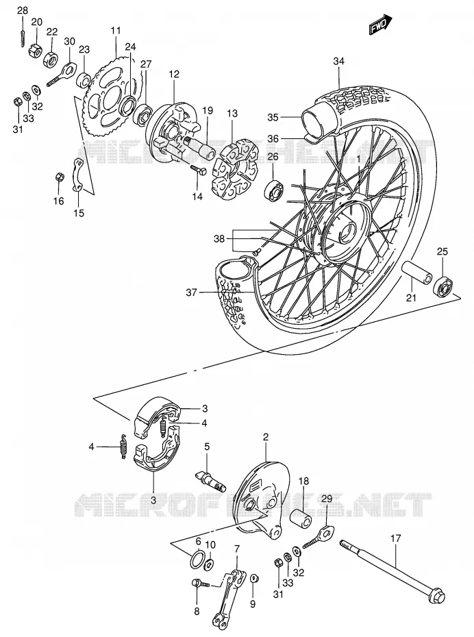 ROUE ARRIERE Suzuki SCOOTER 80 FB 1989  FB80K(E1)