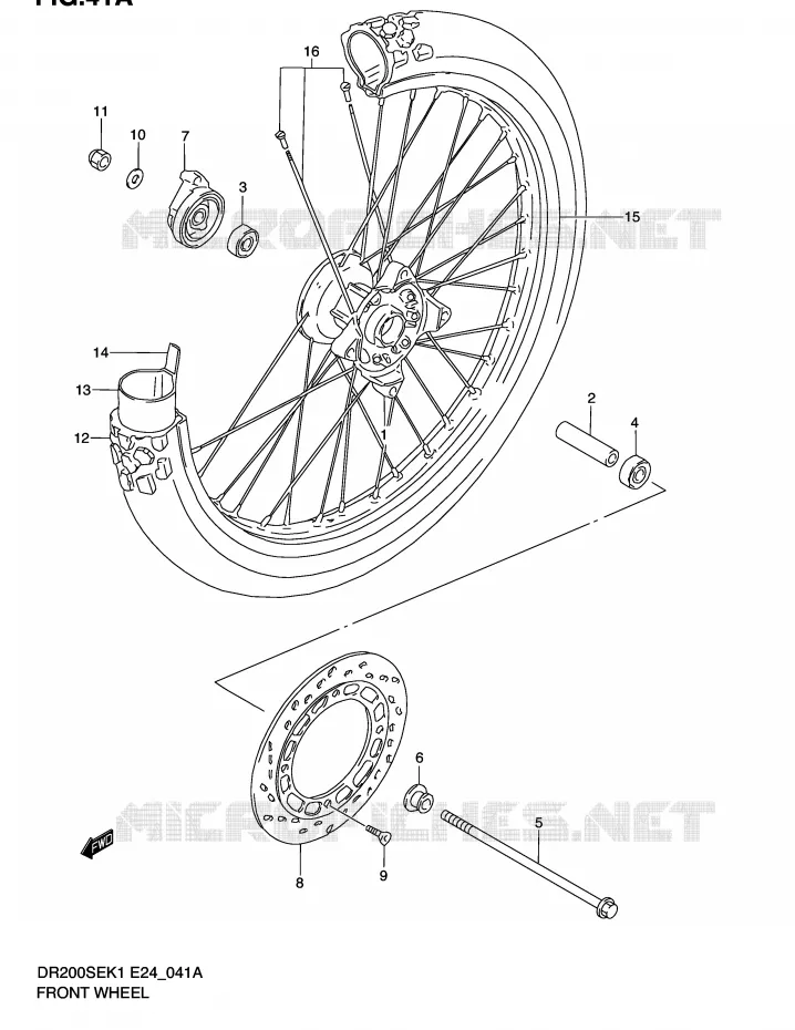 ROUE AVANT (MODELE K2/K3/K4/K5 E6,E24) Suzuki MOTO 200 DR 2004  DR200SEK4(E24)