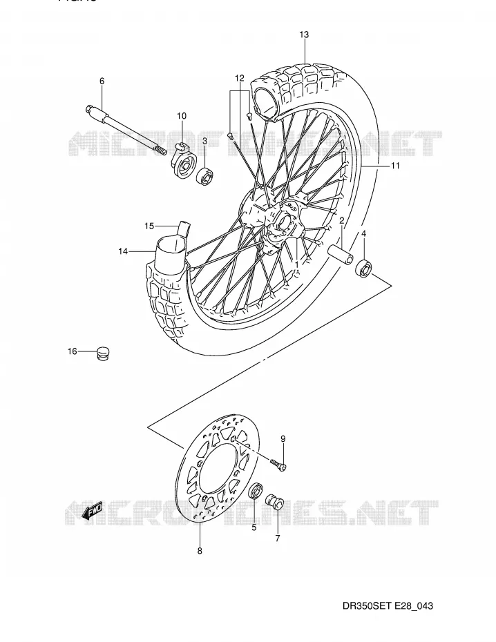 ROUE AVANT Suzuki MOTO 350 DR 1990  DR350SL(E28)