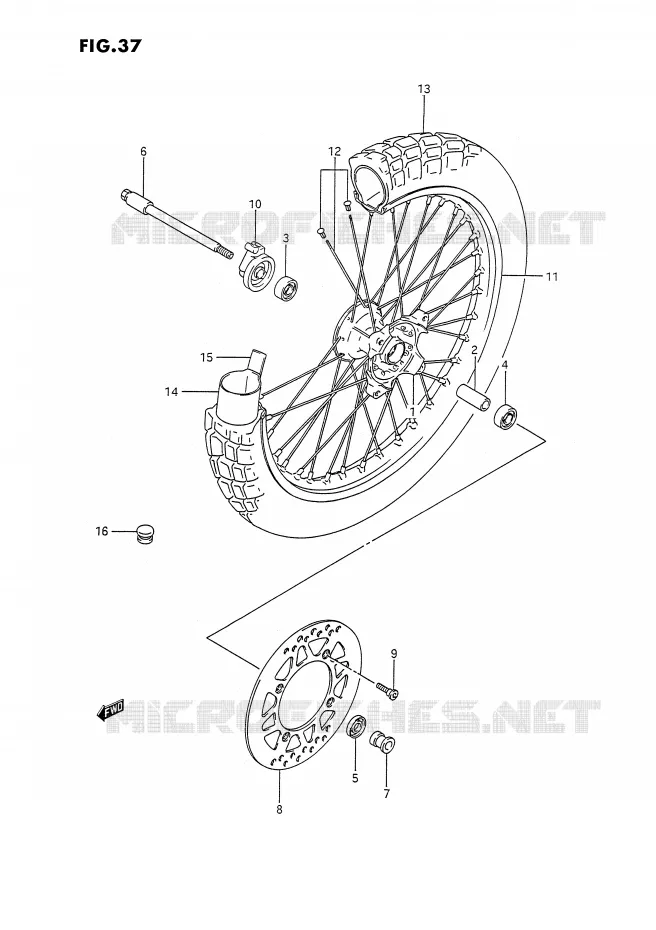 ROUE AVANT Suzuki MOTO 350 DR 1992  DR350SN/SHN(E2)