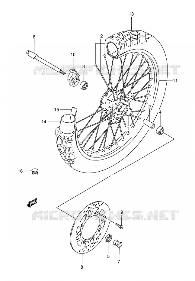 ROUE AVANT Suzuki MOTO 350 DR 1998  DR350SEW(E2)