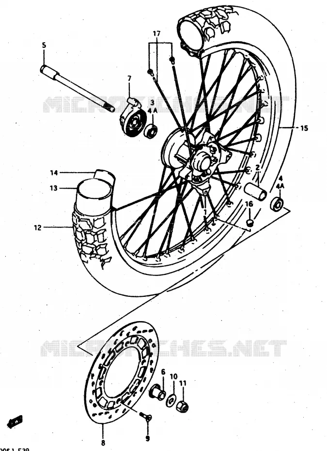 ROUE AVANT Suzuki MOTO 500 DR 1988  DR500SJ(G/H/J)