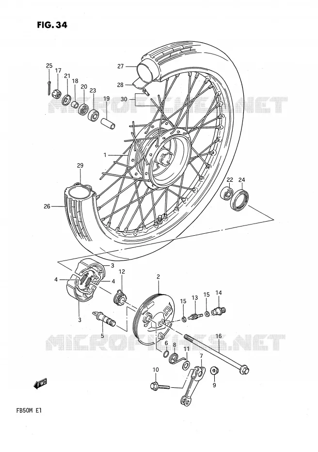 ROUE AVANT Suzuki SCOOTER 50 FB 1989  FB50K(E1)