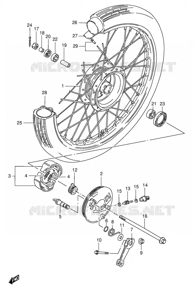 ROUE AVANT (VOIR NOTE) Suzuki SCOOTER 100 FB 1995  FB100DS(E71)