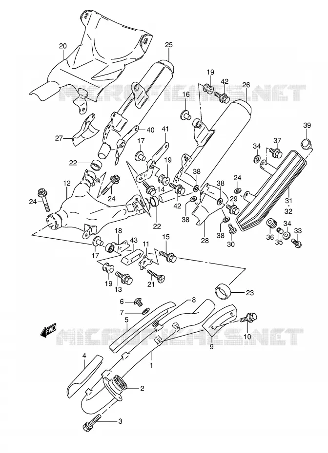 SILENCIEUX (MODELE N/P/R/S/T) Suzuki MOTO 800 DR 1994  DR800SR(E4)