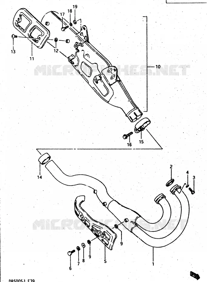 SILENCIEUX Suzuki MOTO 500 DR 1988  DR500SJ(G/H/J)