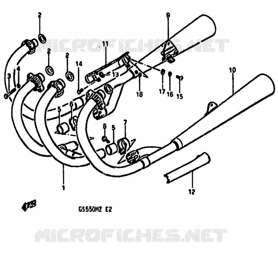 SILENCIEUX Suzuki MOTO 550 GS 1982  GS550MZ(X/Z)
