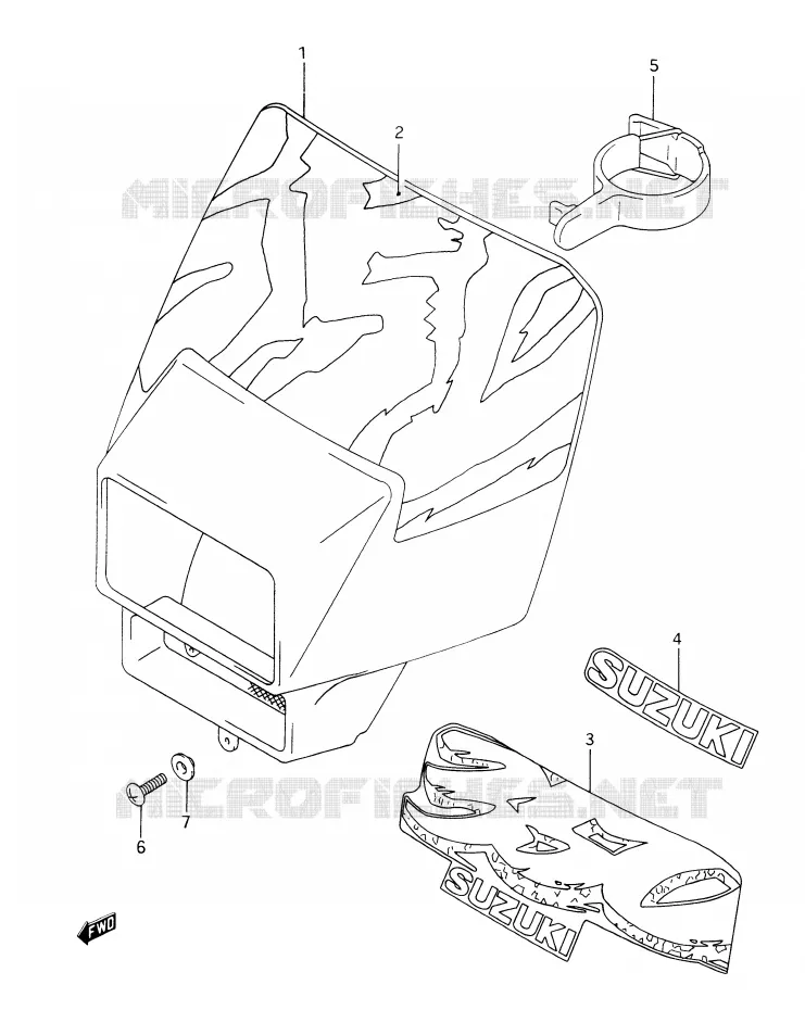 SUPPORT - CARENAGES DE PHARE (MODELE N/P/R) Suzuki MOTO 350 DR 1994  DR350R(E28)