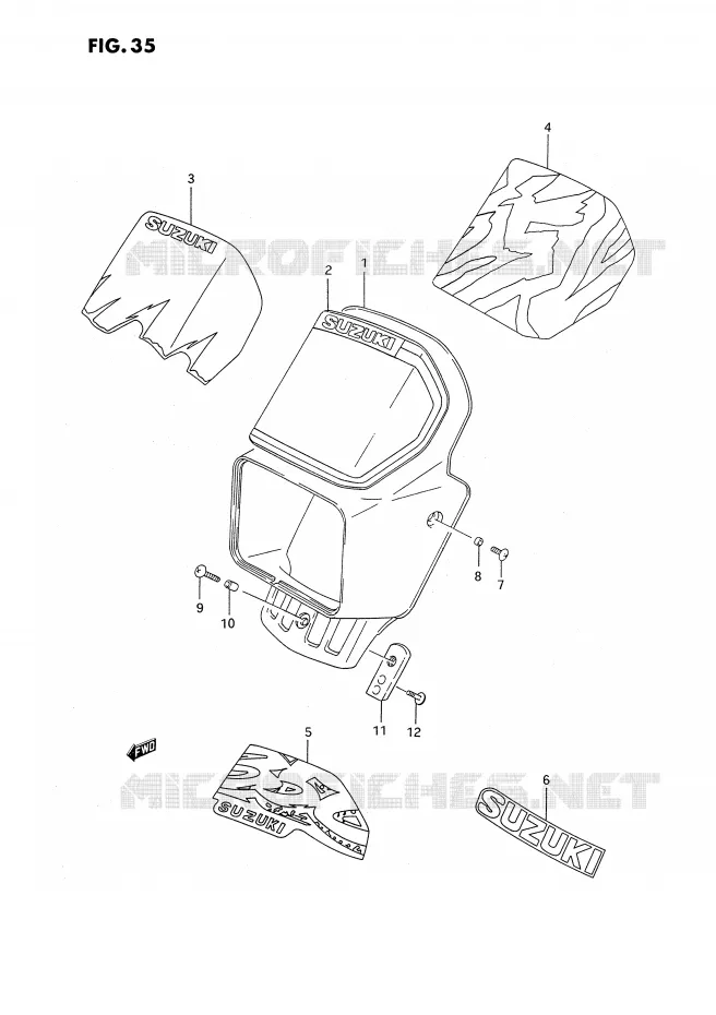 SUPPORT - CARENAGES DE PHARE Suzuki MOTO 350 DR 1993  DR350SP(E2)