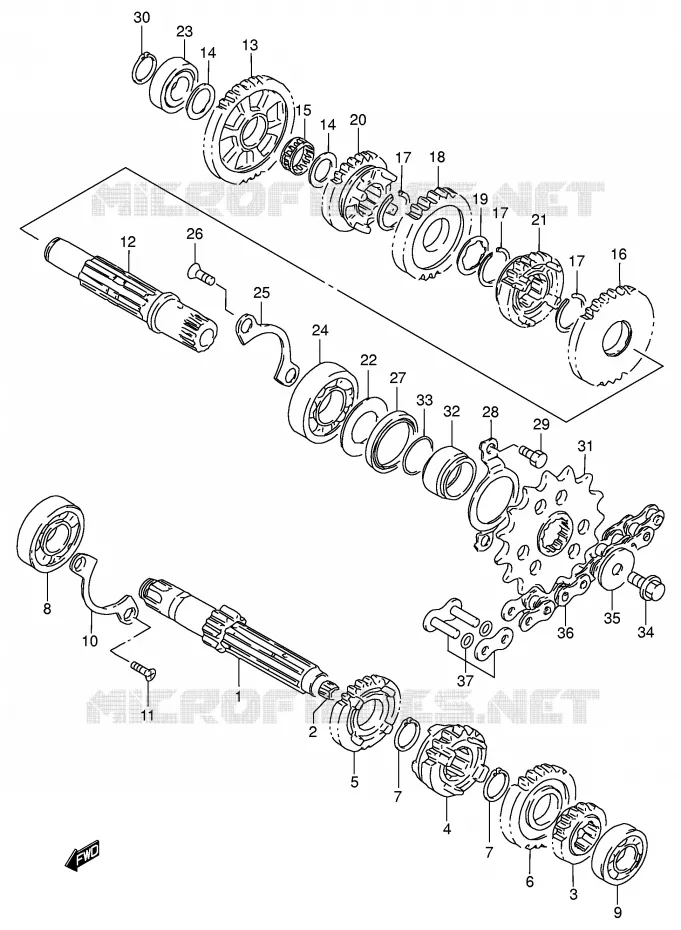 TRANSMISSION Suzuki MOTO 200 DR 2004  DR200SEK4(E3/E28)