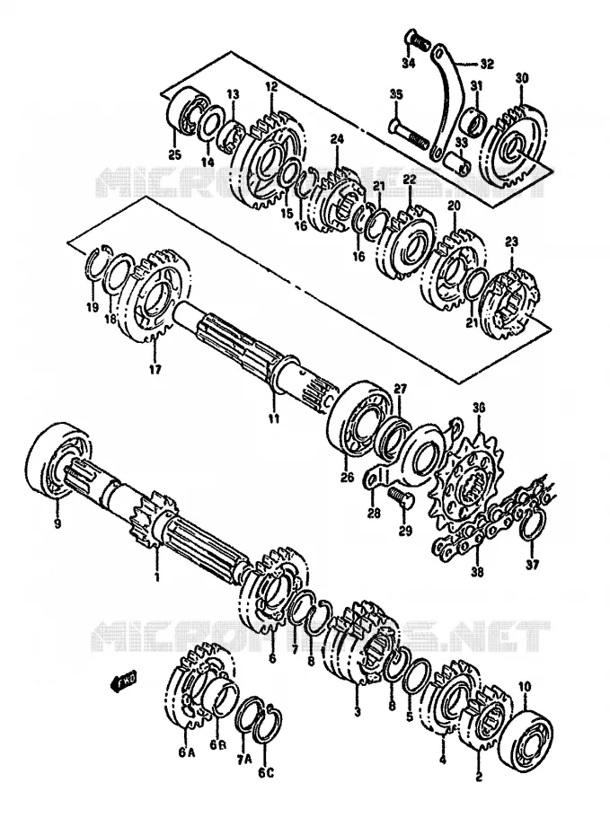 TRANSMISSION Suzuki MOTO 350 DR 1992  DR350SN(L/M/N/P/R)