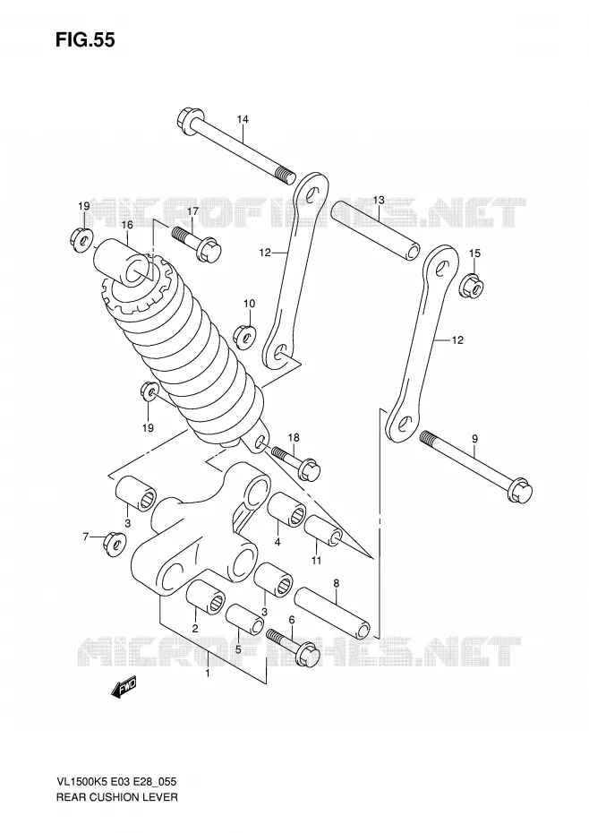 BIELLETTE DE SUSPENSION ARRIERE Suzuki MOTO 1500 BOULEVARD 2009  VL1500TK9(E3/E28)